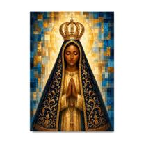 Placa Decorativa Nossa Senhora Aparecida em Mosaico Bizantino Azul e Dourado 30x42cm Placa Decorativa Nossa Senhora Aparecida em Mosaico Bizantino Azul e Dourado 30x42cm