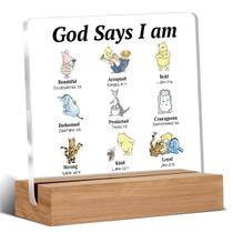 Placa decorativa Oatumes Pooh Bear em acrílico transparente com suporte Placa decorativa Oatumes Pooh Bear em acrílico transparente com suporte