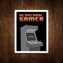 Placa Decorativa - Oldschool Gamer Fliperama (36x46) - Sinalizo