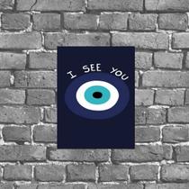 Placa Decorativa Olho Grego I See You 18x27cm