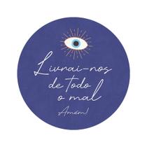 Placa Decorativa Olho Grego Redonda 24,5cm Decoração com Frase