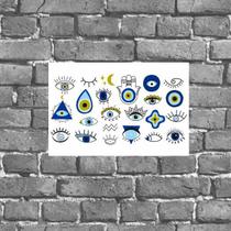 Placa Decorativa Olhos Gregos Diversos 18x27cm