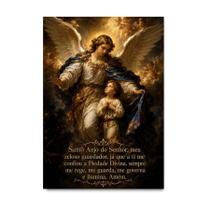 Placa Decorativa Oração Anjo Guarda Barroco Católico 30x42cm