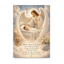 Placa Decorativa Oração Anjo Guarda Berço Bebê 50x70cm Placa Decorativa Oração Anjo Guarda Berço Bebê 50x70cm