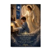 Placa Decorativa Oração Anjo Guarda Criança Rezando 50x70cm Placa Decorativa Oração Anjo Guarda Criança Rezando 50x70cm