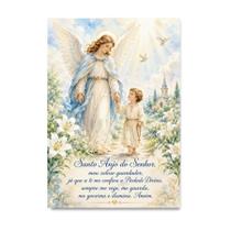 Placa Decorativa Oração Anjo Guarda Estilo Infantil 30x42cm