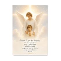 Placa Decorativa Oração Anjo Guarda Minimalista 15x21cm