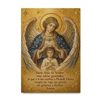 Placa Decorativa Oração Anjo Guarda Mosaico 40x60cm