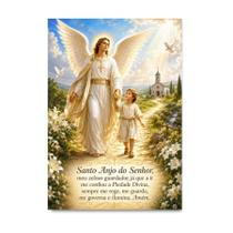 Placa Decorativa Oração Anjo Guarda no Caminho Luz 30x42cm
