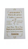 Placa Decorativa Oração Ave Maria MDF 20x30 Branco - bazar mix