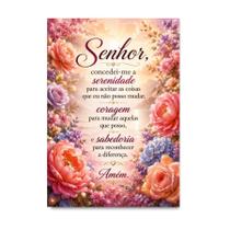 Placa Decorativa Oração da Serenidade Floral Delicada 50x70cm Placa Decorativa Oração da Serenidade Floral Delicada 50x70cm