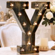 Placa decorativa OYCBUZO Industrial Vintage LED Letter Y 23cm