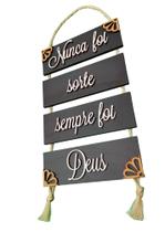 Placa Decorativa P/ Porta Ou Parede Deus Mdf Quadro C/ Corda Pr