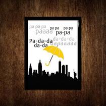 Placa Decorativa - Pa Pa Pa Pa Guarda Chuva Amarelo 18X23