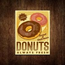 Placa Decorativa Padaria - Donuts Always Fresh 18X23