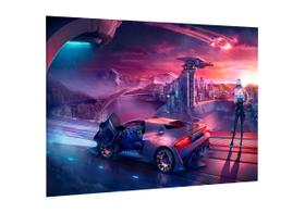 Placa decorativa - paisagem futurista - cyberpunk