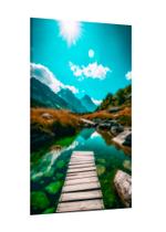 Placa decorativa - paisagem montanhas deck no lago Placa decorativa - paisagem montanhas deck no lago