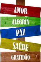 Placa Decorativa Palavras Amor, Alegria 20x30 Mdf Adesivado