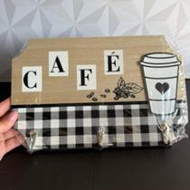 Placa decorativa para café com ganchos de cozinha cantinho do café quadro decorativo