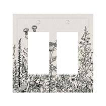 Placa decorativa para interruptor de luz 2 gang com 2 teclas tipo rocker, botânica