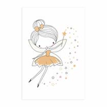 Placa Decorativa para Quarto de Menina Fada Amarela 30x40cm