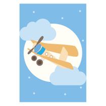 Placa Decorativa para Quarto Infantil Azul Avião e Lua 20x30 Placa Decorativa para Quarto Infantil Azul Avião e Lua 20x30