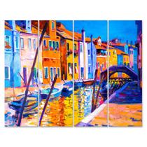 Placa Decorativa para Sala Barco Veneza Painel Kit 4 Placas Placa Decorativa para Sala Barco Veneza Painel Kit 4 Placas