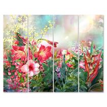 Placa Decorativa para Sala Pintura Jardim Painel Kit 4 Placas