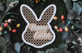 Placa Decorativa Páscoa Happy Easter Estilo Palhinha MDF