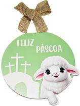 Placa Decorativa Pendurar Mdf Feliz Páscoa Ovelha Decoração