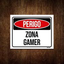 Placa Decorativa - Perigo Zona Gamer 27X35