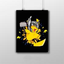Placa Decorativa Pikachu Thor desenho Placa Decorativa Pikachu Thor desenho