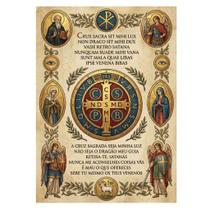 Placa Decorativa Poderosa Oração de São Bento Em 50x70cm Placa Decorativa Poderosa Oração de São Bento Em 50x70cm