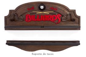Placa Decorativa Porta-Tacos Sinuca + Suporte - Billiards 224