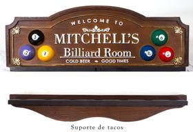 Placa Decorativa Porta-Tacos Sinuca + Suporte - Mitchells 236