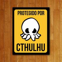 Placa Decorativa - Protegido Por Cthulhu