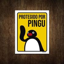 Placa Decorativa - Protegido Por Pingu 18X23