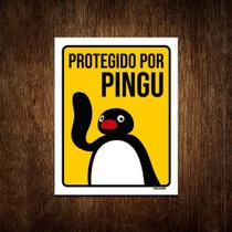 Placa Decorativa - Protegido Por Pingu 27x35