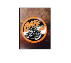 Placa Decorativa Quadro Entalhado Em Madeira Café Racer