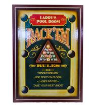 Placa Decorativa/Quadro "Larry's Pool Room - Rack 'Em"
