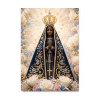 Placa Decorativa Quadro Nossa Senhora Aparecida com Rosas e Pérolas 30x42cm Placa Decorativa Quadro Nossa Senhora Aparecida com Rosas e Pérolas 30x42cm