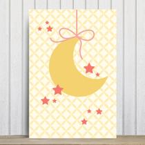 Placa Decorativa Quarto Bebê Lua e Estrelas Amarela 30x40cm Placa Decorativa Quarto Bebê Lua e Estrelas Amarela 30x40cm