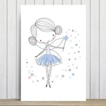 Placa Decorativa Quarto de Menina Fada Azul 20x30cm