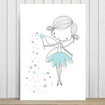 Placa Decorativa Quarto de Menina Fada Turquesa 30x40cm