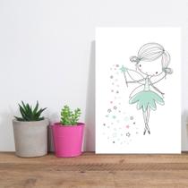 Placa Decorativa Quarto de Menina Fada Verde 20x30cm
