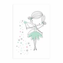 Placa Decorativa Quarto de Menina Fada Verde 30x40cm