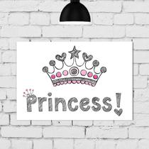 Placa Decorativa Quarto de Menina Princesa Coroa 30x40cm