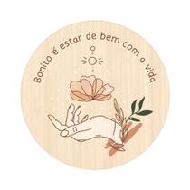 Placa Decorativa Redonda 24,5 cm Frase Motivacional Estilo Boho Chic Placa Decorativa Redonda 24,5 cm Frase Motivacional Estilo Boho Chic