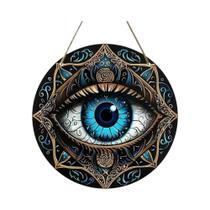 Placa Decorativa Redonda De Madeira Estilo Boêmio Com Olho Grego Para Portas E Janelas