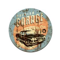 Placa Decorativa Redonda Vintage Premium Garage Carro Antigo